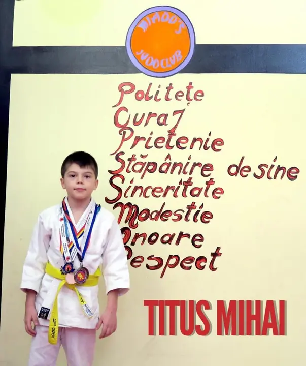 Peretele cu codul moral al judo-ului din sala noastră