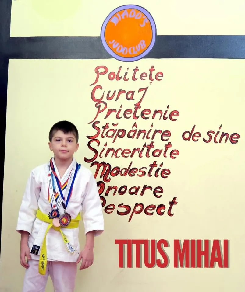 Peretele cu codul moral al judo-ului din sala noastră